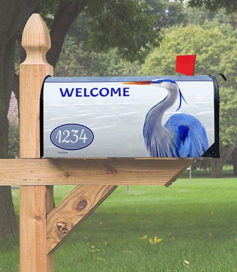 Discover Coastal Great Blue Heron Magnetic Mailbox Cover