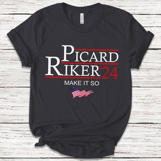 Discover Picard Riker 24 T-shirt, Picard Riker For President 2024 Make It So Tee
