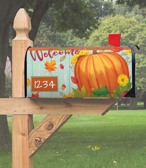 Discover Pumpkin Autumn Welcome Magnetic Mailbox Cover, Magnetic Material, Fall, Autumn