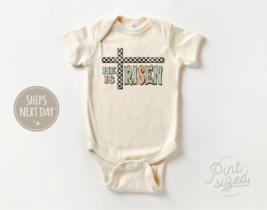 Discover He Is Risen Baby Onesie - Easter Christian Bodysuit