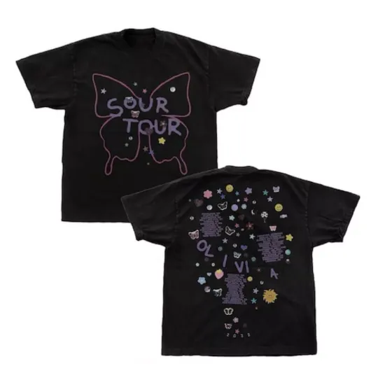 Discover New  Olivia Rodrigo Sour Tour Butterfly Tee Size L  Instagram Excl 2022