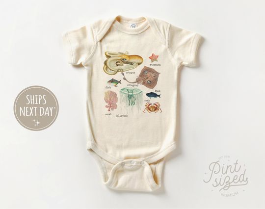 Discover Ocean Creatures Onesie - Marine Animals Baby Onesie - Summer Ocean Life Bodysuit