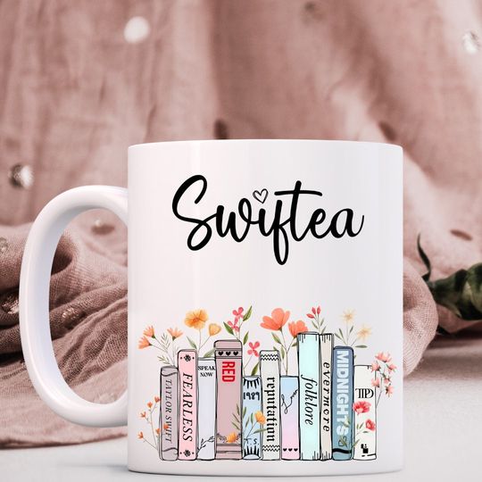 Discover Bookshelf Tour Tea Mug, Era Tour , Concert, Tay Gift, Birthday Gift, Swift Albums Eras, Swiftie