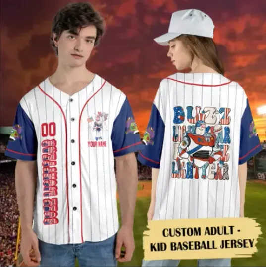 Discover Personalized Space Cop Cartoon Character 4th July 3D Baseball Jersey Shirt
