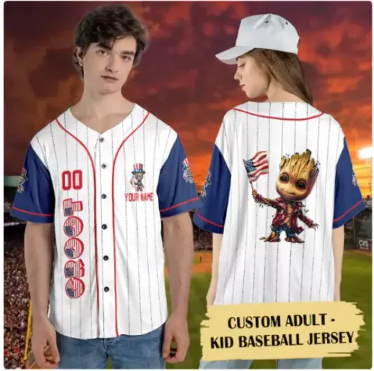 Discover Personalized Wooden Alien 4th July Sport 3D Baseball Jersey Shirt HALLOWEEN GIFT