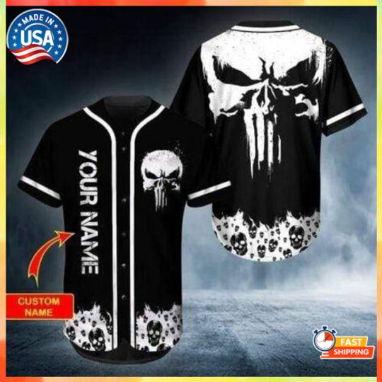 Discover Ghost Head Skull Custom Name Baseball Jersey Shirt
