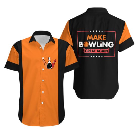 Discover Make Bowling Great Again Orange Hawaiian Shirt
