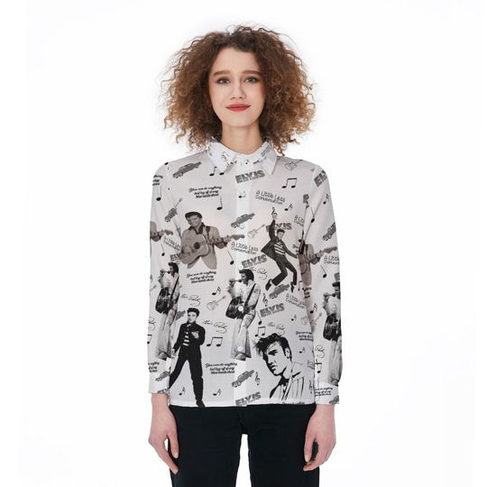 Discover Elvis Presley Shirt, Elvis King Linen Shirt Women's Blouses