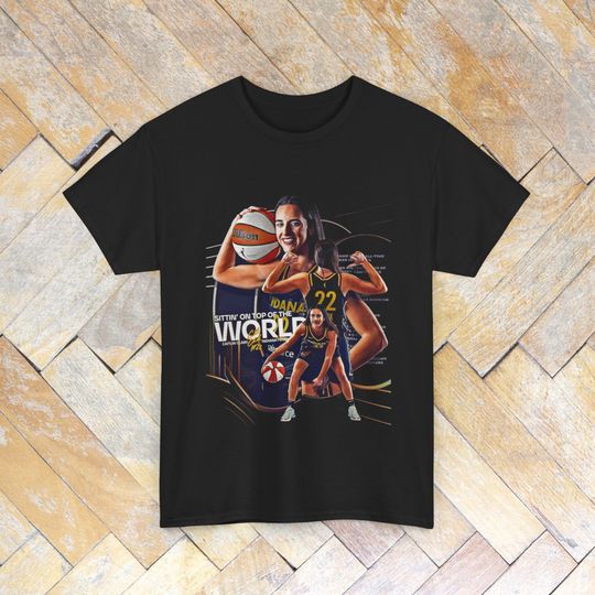 Discover Indiana Fever Star Caitlin Clark "Sitting on Top of the World" T-Shirt