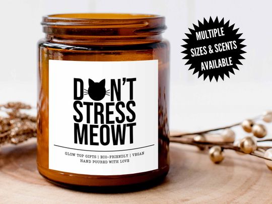 Discover Cute Cat Lover Candle, Don't Stress Meowt Funny Candle, Gift for Cat Mom