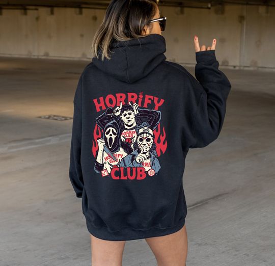 Discover Horrify Club Hoodie, Halloween Horror Characters Halloween Hoodie