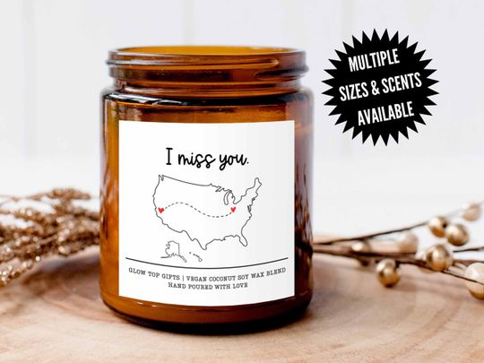 Discover I Miss You Candle, I Miss You Gift, Long Distance Valentine's Day Gift, State to State,