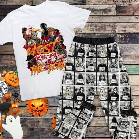Discover Characters Horror Movie T-shirt Pajamas Set, Killin It Halloween Pajamas Set