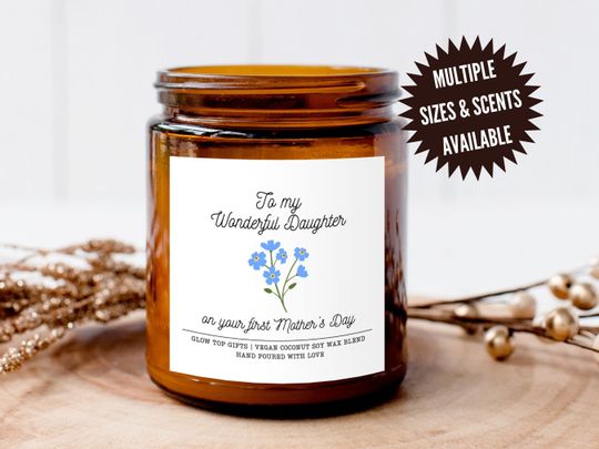 Discover Happy 1st Mother's Day Gift for Daughter, Soy Candle, New Mom Mother's Day Gift