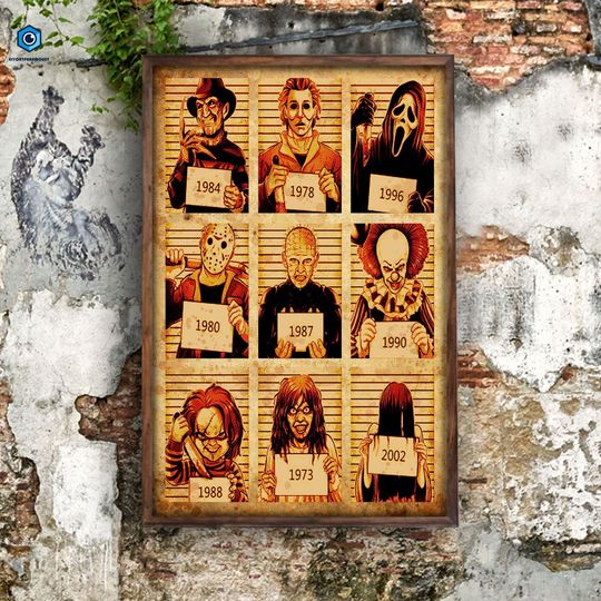Discover Horror Movie Mugshots Poster Canvas - Great for Horror Fans
