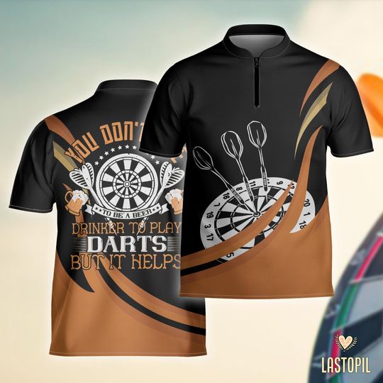 Discover Beer and Darts Zipper Polo Shirt