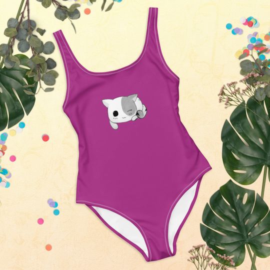 Discover One-Piece Swimsuit - Cute Kitty cat pink summer swim wear