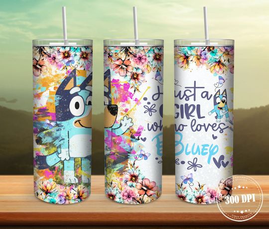 Discover Just A Girl Who Loves Cartoon 20oz Skinny Tumbler , BlueyDad Tumblers 20oz, gift for BlueyDad lover