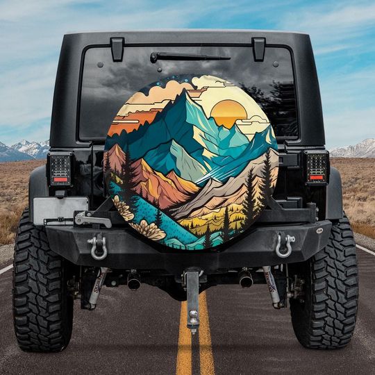 Discover Sunset Over The Hills Spare Tire Cover, Custom Tire Cover
