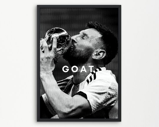 Discover GOAT - Lionel Messi Poster Argentina Word Cup Champions Vintage Poster