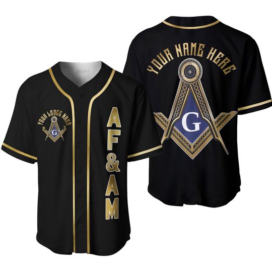 Discover Custom Name Logde Name AF&AM Masonic Freemasonry Baseball Jersey