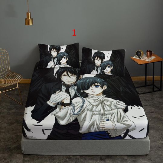 Discover Black Butler Fitted Sheet Bedding Sets Deep Pocket Bed Sheet Pillowcases