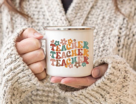 Discover Flower Enamel Teacher Mug, Gift For Teachers, First Grade Teachers Presents