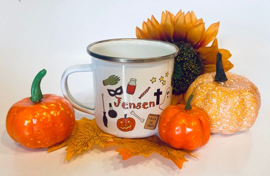 Discover Personalised enamel Halloween mug Enamel Mugs