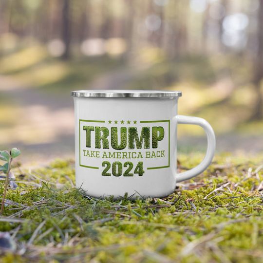 Discover Donald Trump Camper Mug 2024 MAGA Take America Back Enamel Mug Gift
