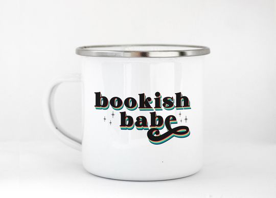 Discover Bookish Babe Enamel Camping Mug | Funny Literary Gift