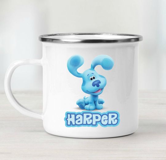Discover Custom Name Blue's Clues Favors Enamel Mug, Gift For Kids, Birthday Gift