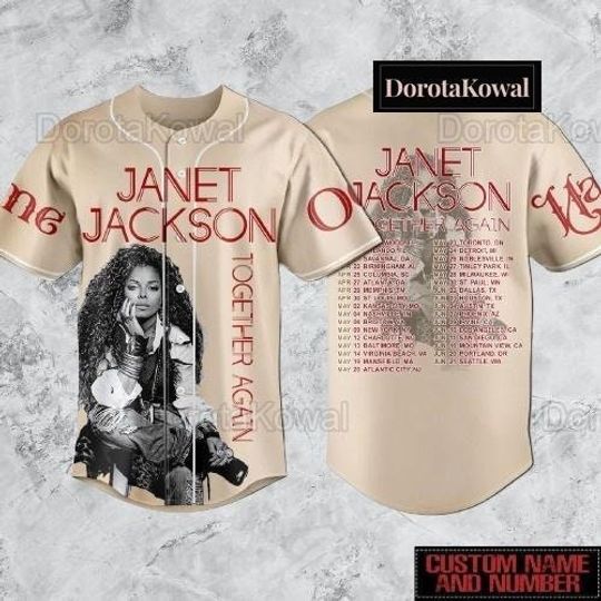 Discover Personalized Janet Jackson Together Again Tour Baseball Jersey, Janet Jackson Jersey Shirt, Music Tour Jersey