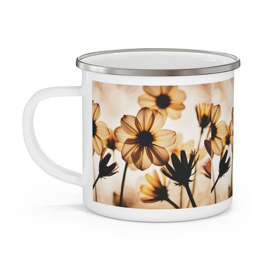 Discover Brown Floral Enamel Camping Mug
