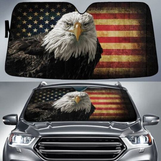 Discover Eagle 4th Of July All Over Print Car Sunshade Print UV Protector & Decor For Car