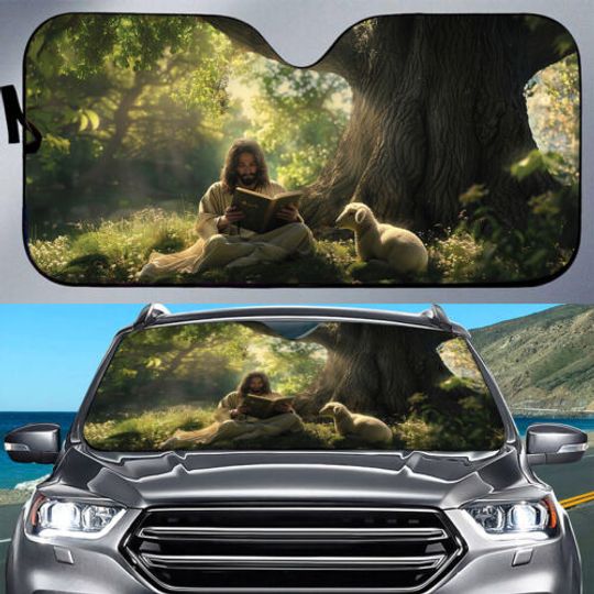 Discover Jesus Reading Bible Car Sunshade Lambs Of God Auto Sunshade Jesus Windshield Car