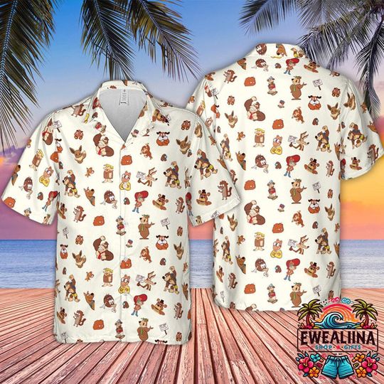 Discover Cartoon Pattern Button-Up Shirt