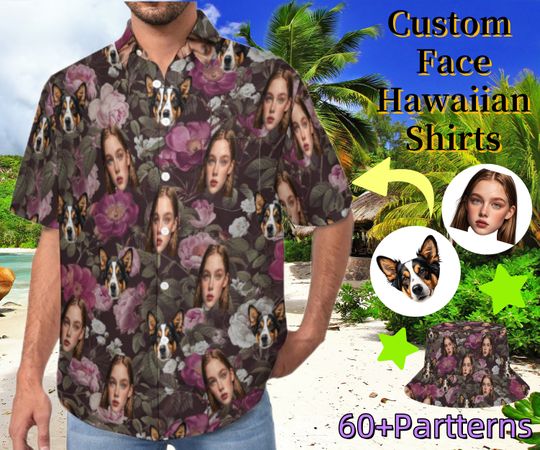 Discover Custom Face Hawaiian Shirt,Summer Men Button Down Shirt
