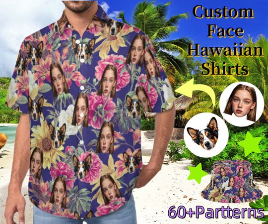 Discover Custom Face Hawaiian Shirt,Summer Men Button Down Shirt