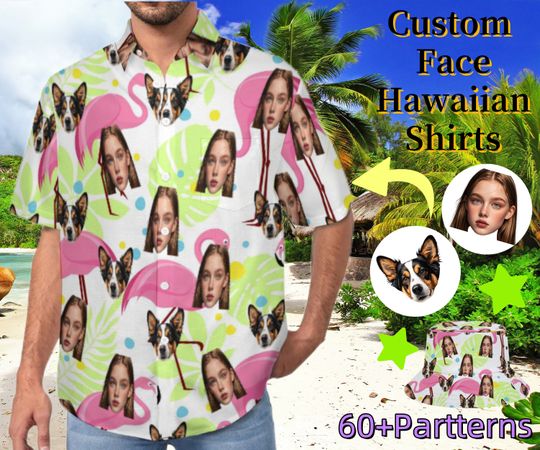 Discover Custom Face Hawaiian Shirt,Summer Men Button Down Shirt