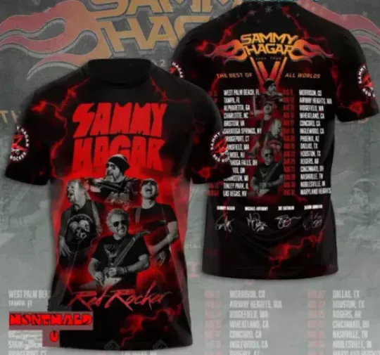 Discover Red Rocker Sammy Hagar 2024 Tour The Best Of All World 3D T-Shirt S-5XL