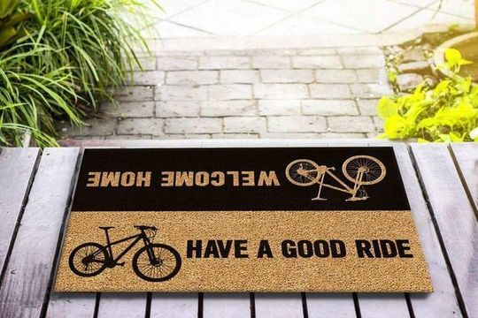 Discover Bicycle Welcome Home Have A Good Ride Door Mat