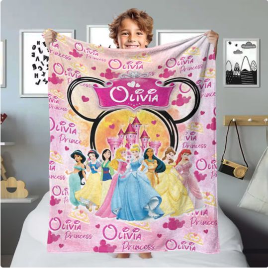 Discover Personalized Watercolor Princess Sofa BLANKET