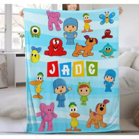 Discover Pocoyo Personalized Blanket, Pocoyo Birthday blanket, Custom Kids Blanket