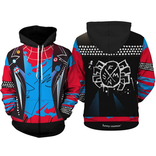 Discover Spider Punk 3D Zip Full Over Print Hoodie |