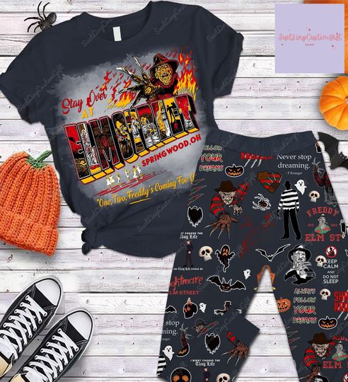 Discover Freddy Krueger T-shirt pajama Sets, Freddy Krueger Pajamas Set, Halloween Gift