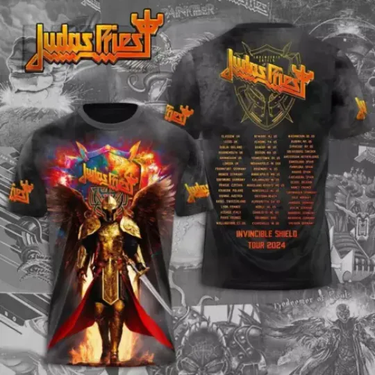 Discover Judas Priest Invincible Shield Concert 2024 US Tour 3D All Over Print T-Shirts