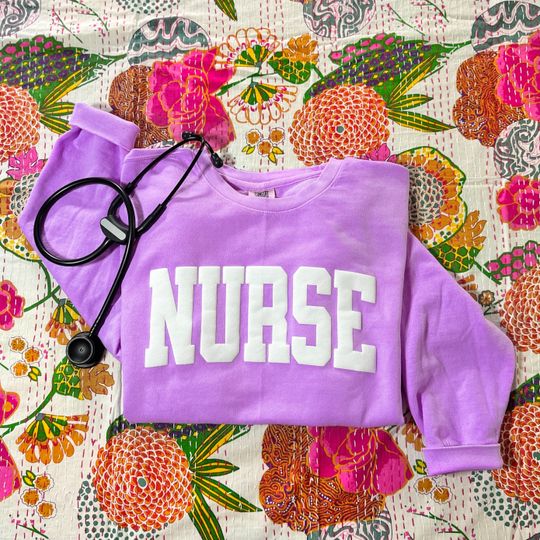 Discover Nurse Sweatshirt I Puff Print Sweatshirt I Nurse Crew Neck I RN 3D Puff Print