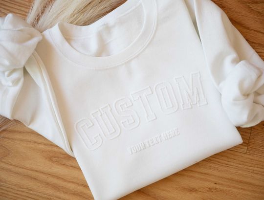 Discover Custom Varsity Crewneck Sweatshirt, Personalized Embossed Sweater