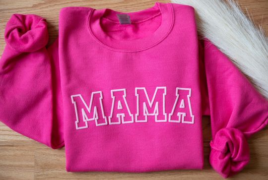 Discover Neon Puff Pink Sweatshirt, Hot pink Mom, Mama Sweatshirt, Mothers Day Gift