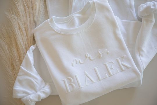 Discover Custom EMBOSSED Engagement gift for future mrs sweatshirt, new mrs sweatshirt